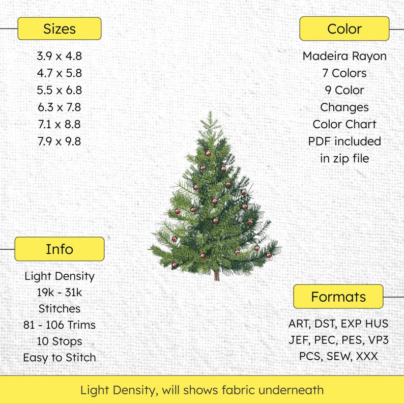 Classic Xmas Tree Machine Embroidery Design