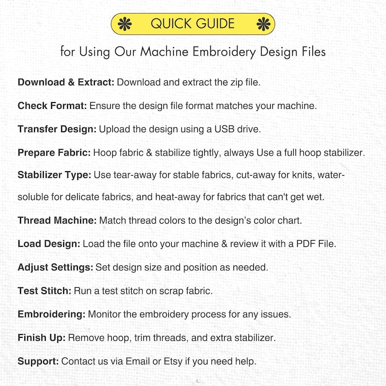 Machine Embroidery Quick Guide