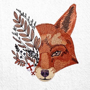 Floral Fox Embroidery Design Floral Animal Embroidery pattern Fall Fox Embroidery File Floral Embroidery Design Animal Embroidery Design