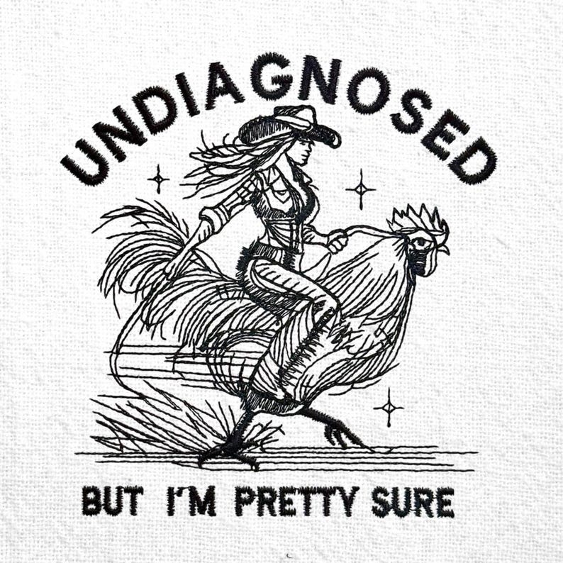 Funny Western Cowgirl Embroidery Design