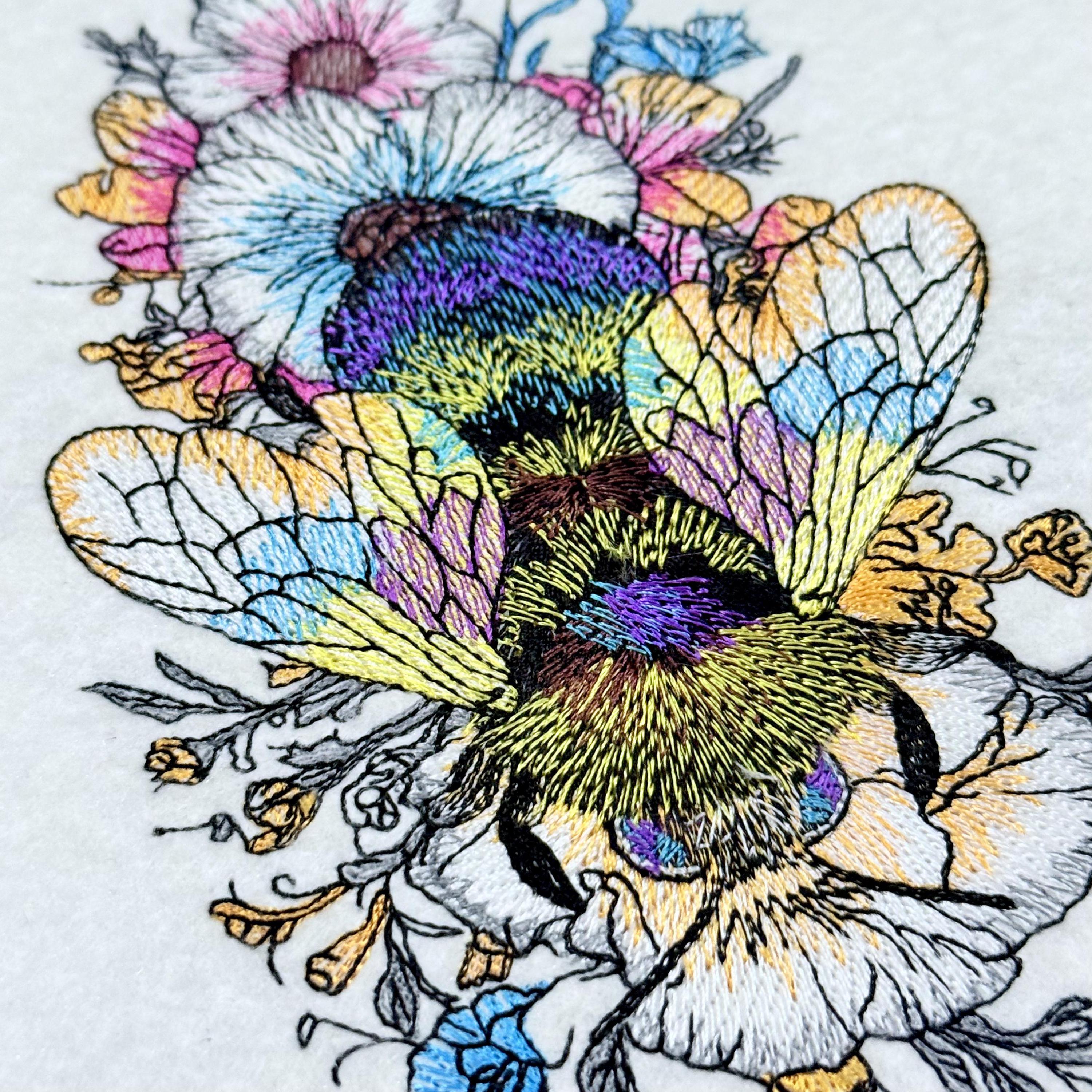 Floral Bee Machine Embroidery Design Honey Bee Embroidery Pattern ...