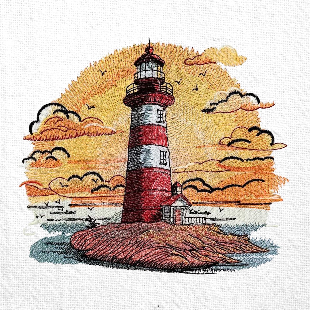 Lighthouse Machine Embroidery Design Seaside Lighthouse Design Ocean ...
