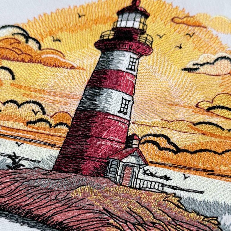 Lighthouse Machine Embroidery Design Seaside Lighthouse Design Ocean ...