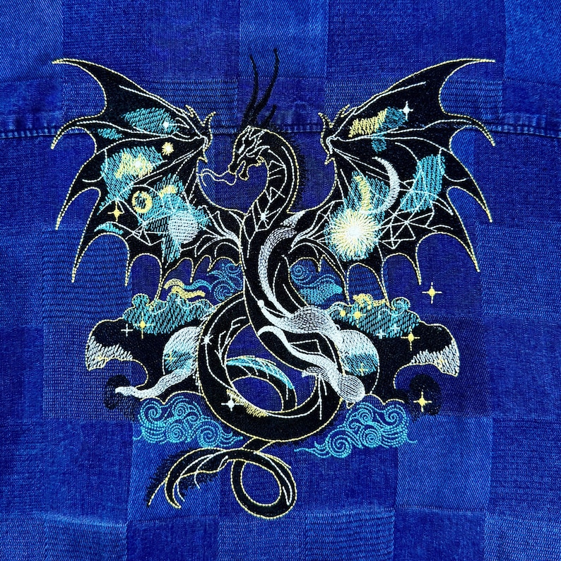 Celestial Dragon Embroidery Pattern