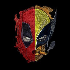 Superhero Split Faces Embroidery Design Comic Book Hero Embroidery Pattern Dual Hero Face Machine Embroidery File Instant Download Pes