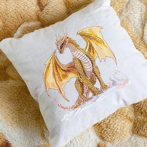 Majestic gold dragon embroidery