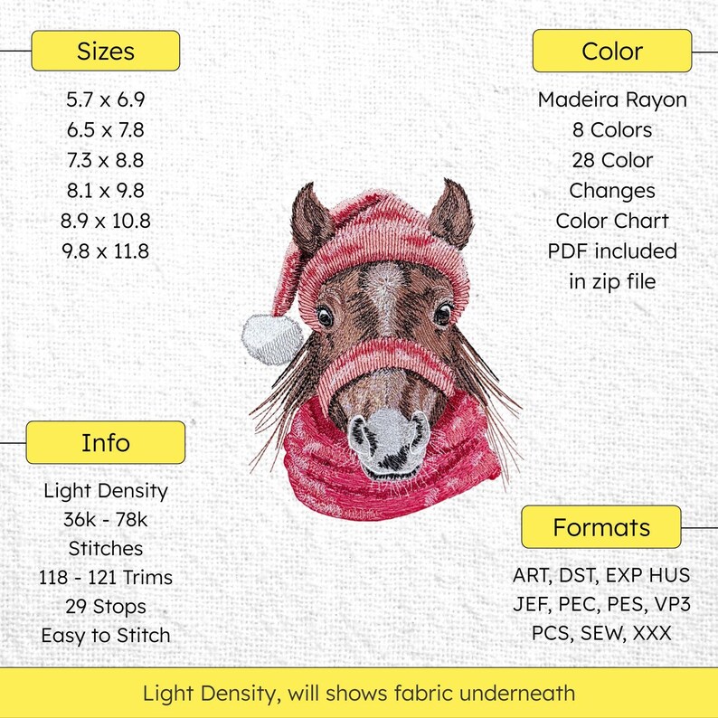 Christmas Horse Machine Embroidery Pattern