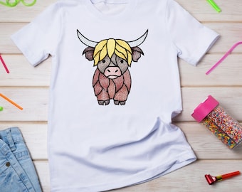 Highland Cow Embroidery Design Scottish Highland Cow Embroidery Pattern Baby Highland Cow Machine Embroidery Farm Animal Embroidery File