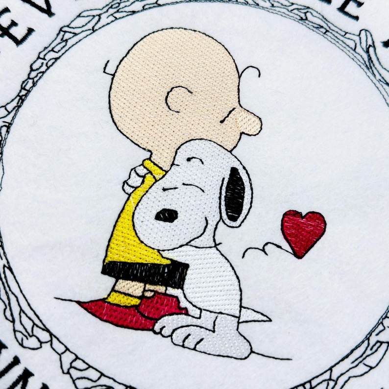 Snoopy Hug Charlie Embroidery Design