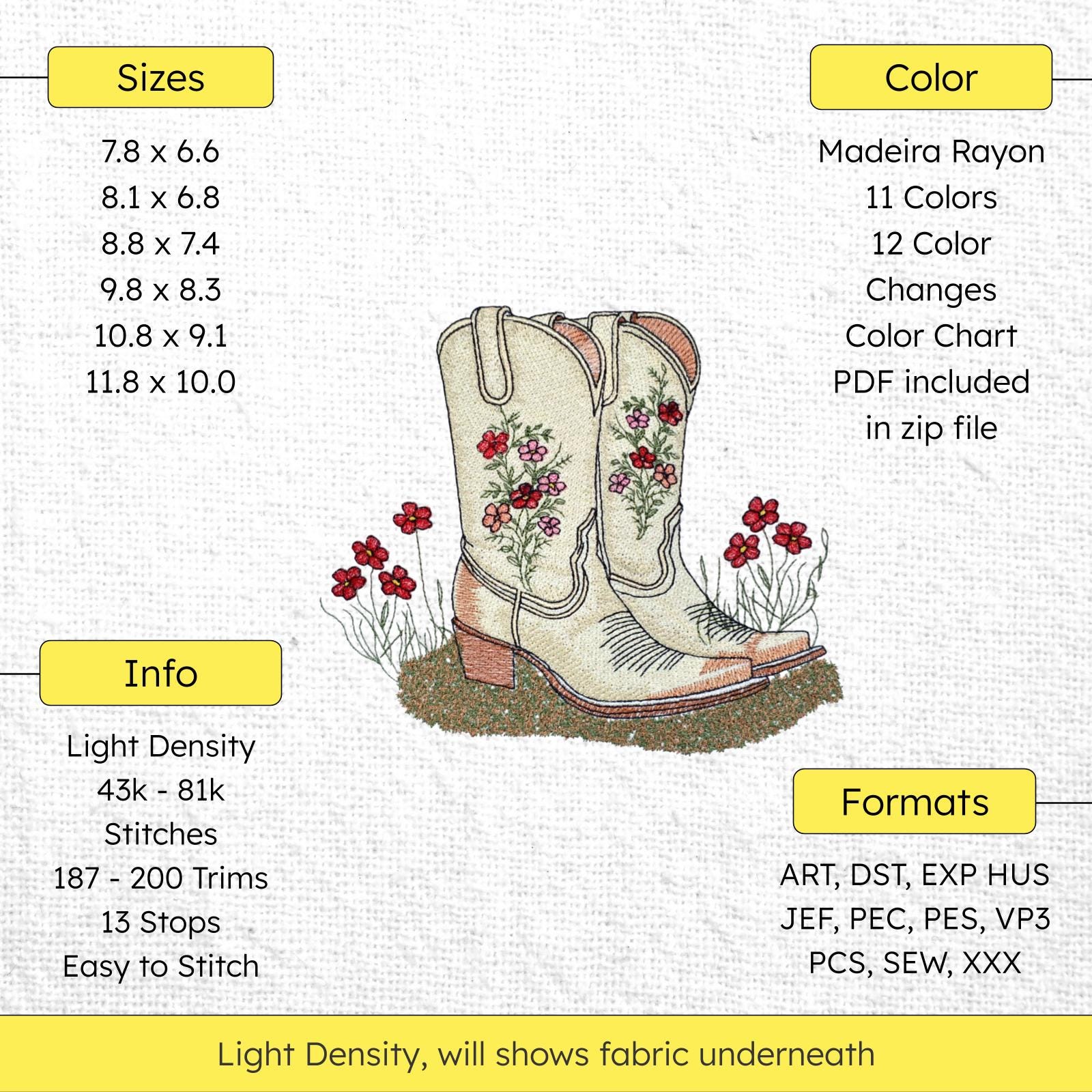 Cowboy Boot Machine Floral Cowboy Boot Machine Embroidery Design Western Boot Embroidery ...
