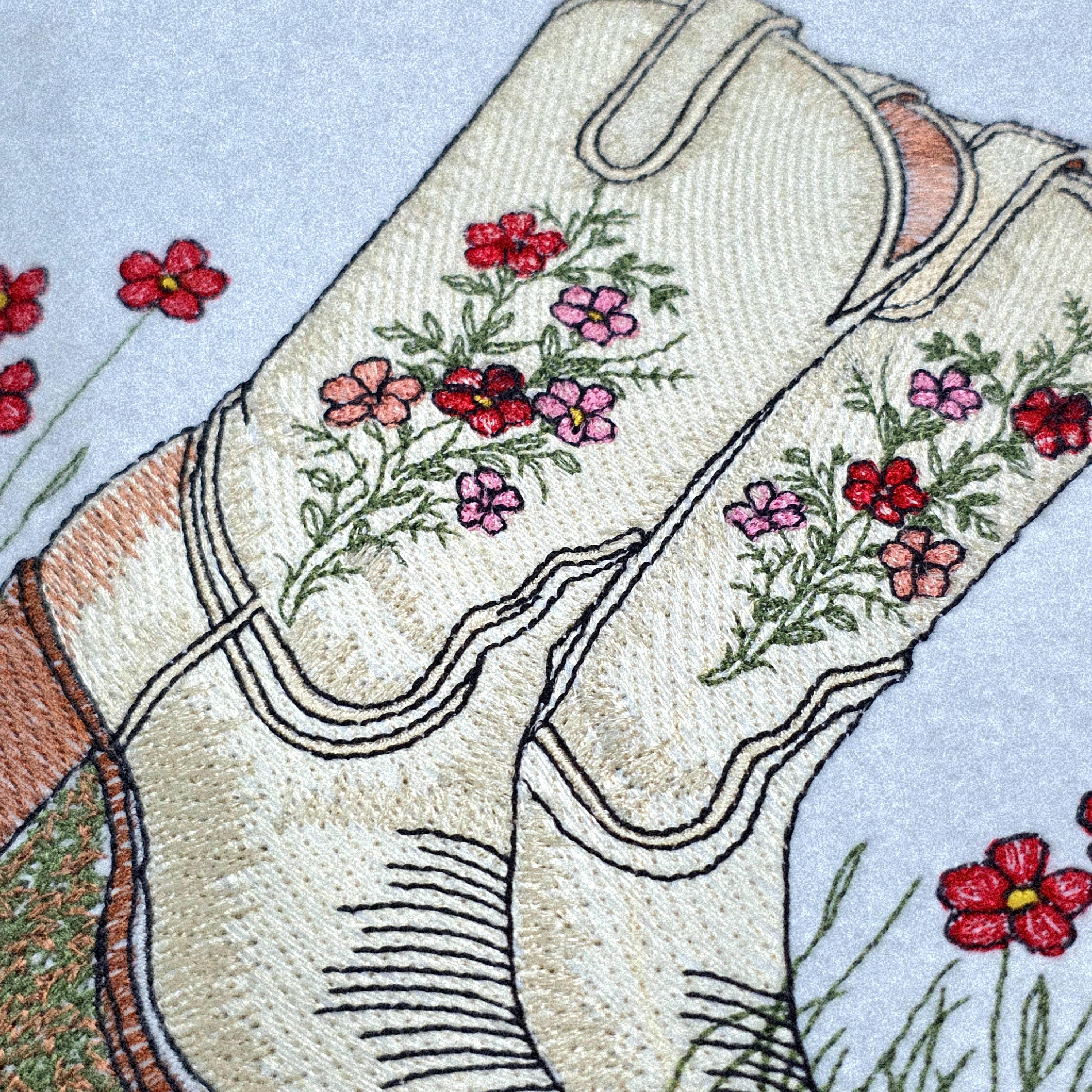 Cowboy Boot Machine Floral Cowboy Boot Machine Embroidery Design Western Boot Embroidery ...