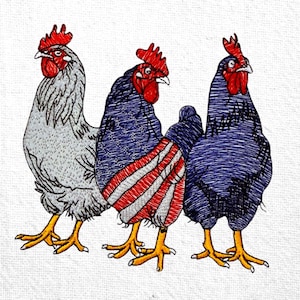 Patriotic Rooster Embroidery Design Proud Chicken Embroidery Pattern Independence Day Embroidery File 4th July Embroidery File Memorial Day