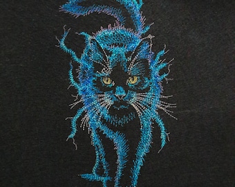 Diseño de bordado a máquina de gato negro Patrón de bordado de gato Bordado de gatito Bordado felino Diseño de bordado de mascota Diseño de bordado de animal