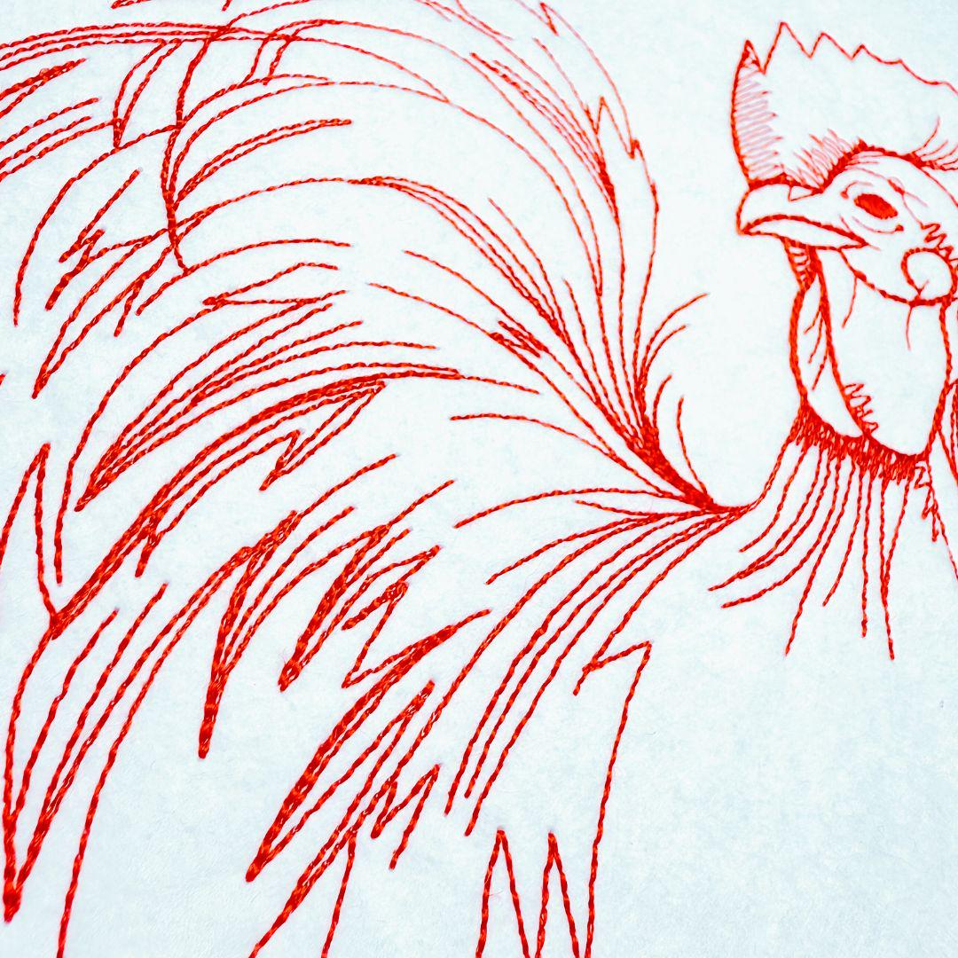 Chicken Redwork File Redwork Rooster Machine Embroidery Design Rooster Embroidery Files ...