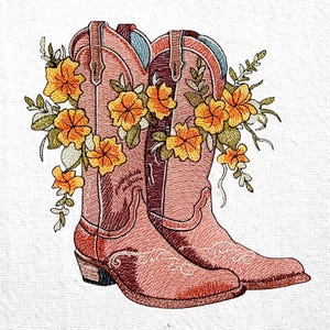 Boho Cowgirl Boot Embroidery Design Western Boot Machine Embroidery Design Floral Boots Embroidery Pattern Boho Embroidery File Cowboy Boots
