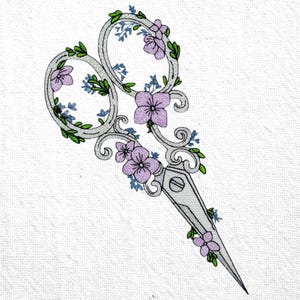 Vintage Blumen Schere Maschinenstickerei Design Bastelschere Stickerei Antike Stil Schere Stickmuster Kompakte Nähdatei