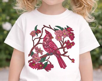 Red Cardinal Embroidery Design Floral Bird On Branch Pes File