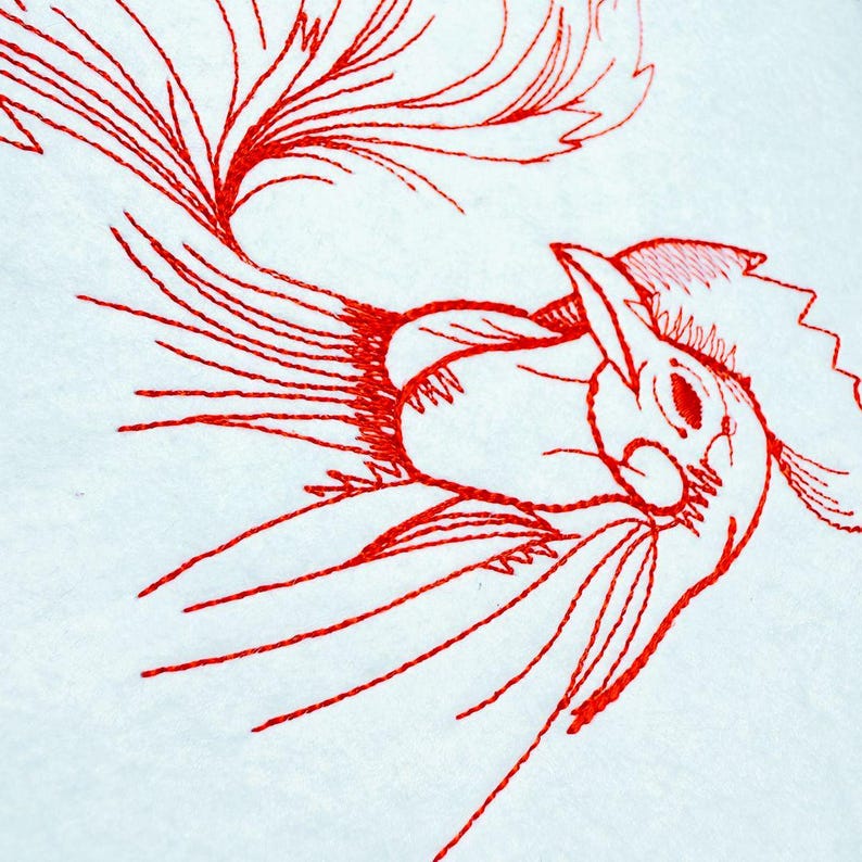Chicken Redwork File Redwork Rooster Machine Embroidery Design Rooster Embroidery Files ...