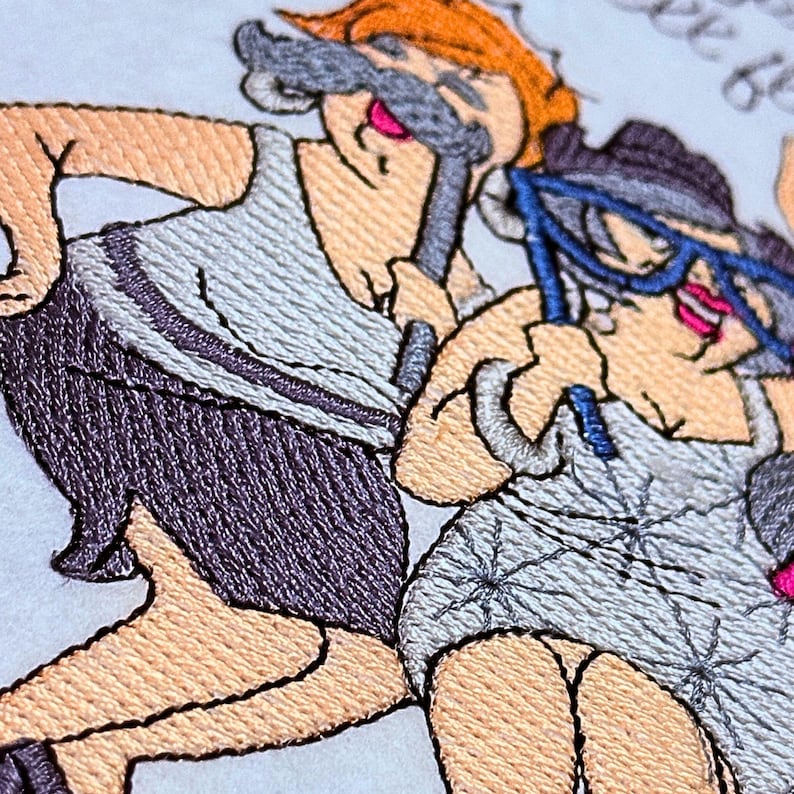Crazy friends embroidery design