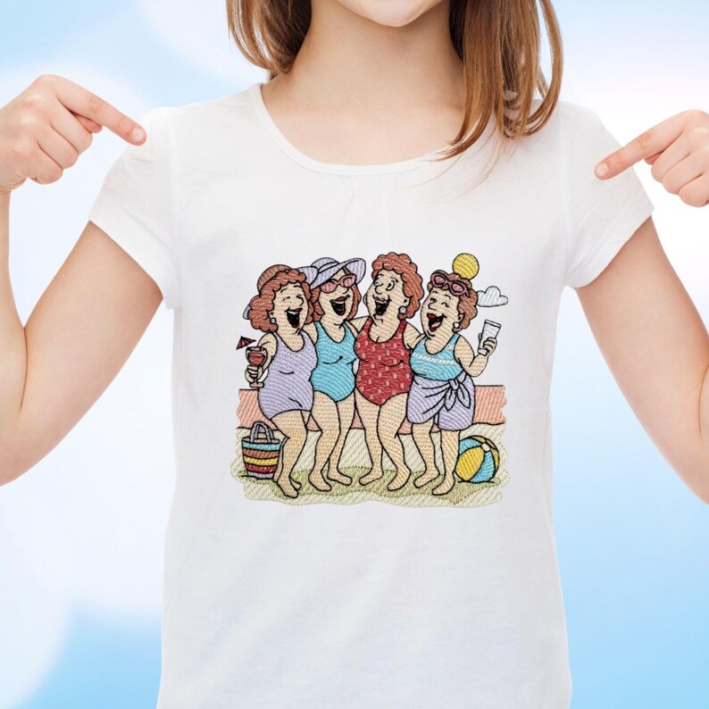 Oldfriends Pattern Best Friends Machine Embroidery Design Four Old Ladies Embroidery ...