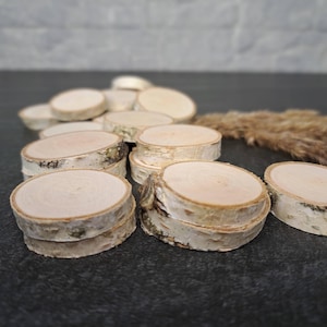 Natural birch wood slices for crafts Wedding decor DIY projects Rustic unfinished tree slices Natural wooden coasters Wood rounds with bark