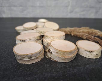 Natural birch wood slices for crafts Wedding decor DIY projects Rustic unfinished tree slices Natural wooden coasters Wood rounds with bark