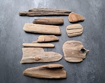 Flat driftwood set 3 - 10&quot; Photo props Bundle of 10 driftwood DIY projects Home decor Driftwood art Coastal wooden decor Beach decor