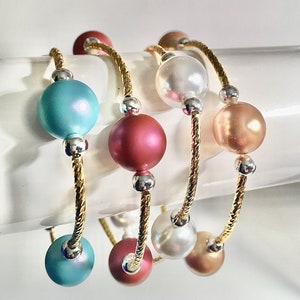 18K Glam Bracelet Blessing Pearls, Swarovski Heart, Gold Plate, dove of peace love hope, Love Care Gift for You Mom Girlfriend Anyone Anyday