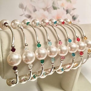 Birthstone 925 Sterling Silver Blessing Pearl Bracelet, Custom Bracelet, a Dove, Cross or Heart, Beautiful Personalized Gift for You, Anyone