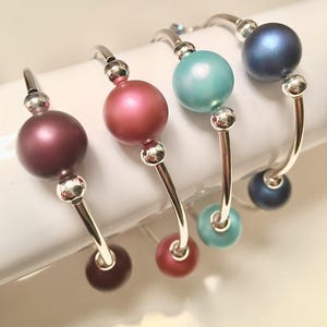 925 Sterling Silver Blessing Pearls Bracelet, Choose your color, Turquoise, Iridescent Blue, Raspberry, Maroon, Personalized Charm Choices