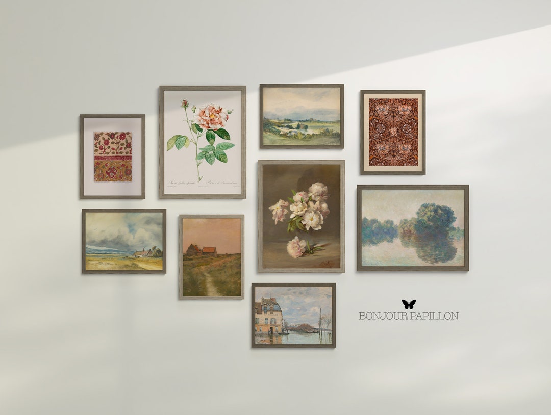 French Country Gallery Wall Art Set , Vintage Living Room Decor ...