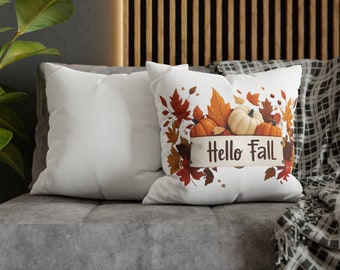 Hello Autumn printed pillowcases, with optional cushion, sizes from 14 inches (35cm) to 20 inches (50cm)