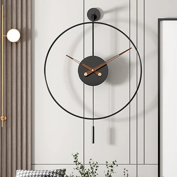 Exquisite Black Modern Decorative Pendulum Metal Wall Clock, Metal Wall Clock, Modern Clock, Wall Clock, Modern Decor, Wall Decor,  Wall