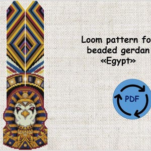 loom pattern beaded gerdan in PDF format, scheme beaded necklace, Egypt, bead weaving, bright geometric pattern