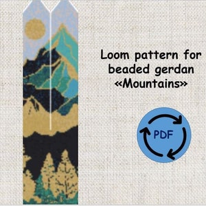 loom pattern beaded gerdan in PDF format, scheme beaded necklace, Mountains, bead weaving, bright geometric pattern