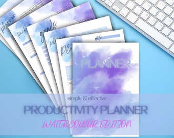 Simple and Effective Productivity Planner | Digital Download | Organisation System | Undated | Watercolour Edition | A4 & A5