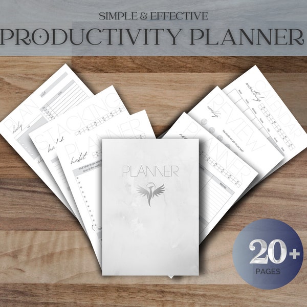 Simple and Effective Productivity Planner | Digital Download | Streamlined Organisation System | Undated | Simple Silver Edition