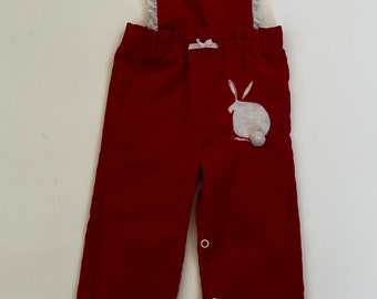 Vintage Red Bunny Overalls - Children's 6-12 months