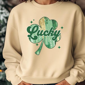 Retro Checkered Lucky St Patricks Day Png, Lucky png, Shamrock Png, Four Leaf Clover St Pattys day Png Design, Retro St Patrick&#39;s day png