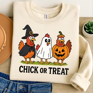Halloween Chicken Png, Chick Or Treat Png, Funny Spooky Chicken Png, Trendy Halloween Shirt Design, Spooky Season Png, Pumpkin Png