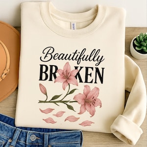 Heartbreak Lily Png, Aesthetic Floral Art T-Shirts Png, Valentine Png, Valentine gift, Valentine Broken, Beautifully broken Girl