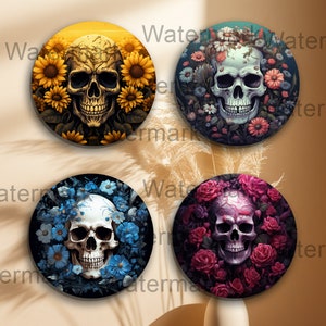 4 Skulls Car Coaster Sublimation Design, Car Coaster Designs, Round Sublimation Design, Instant Download, Commercial Use Png