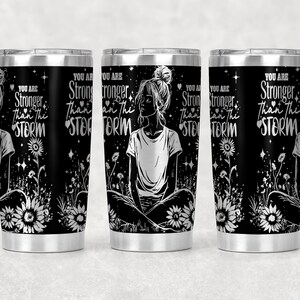Daily Affirmations Tumbler Wrap Laser Svg, 20 oz Tumbler Laser Engraved File Design,Sunflowers You are Stronger Tumbler Wrap Laser Engraving