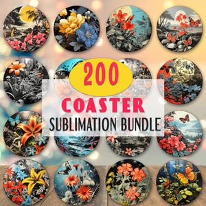 200 PNG Car Coaster Sublimation Design, Car Coaster Designs, Round Sublimation Design, Instant Download, Commercial Use Png