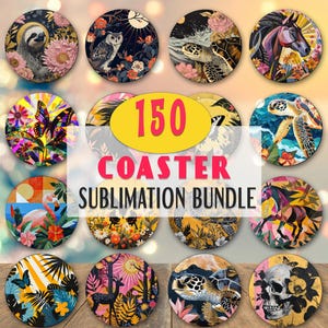 150 PNG Car Coaster Sublimation Design, Car Coaster Designs, Round Sublimation Design, Instant Download, Commercial Use Png