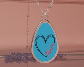 Mom Pendant - Charming Mother's Day Gift Necklace, gift for her mom mother, grandmother sister, heart and flowers luck, show love jewelry