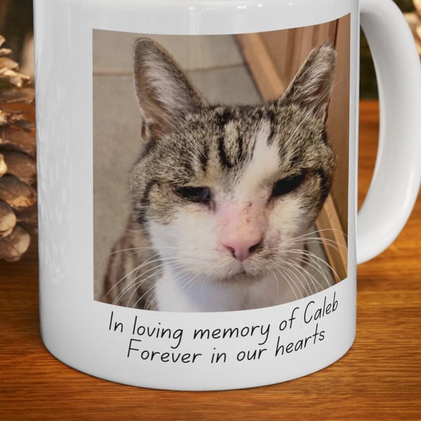 Peaceful Mountain cat sanctuary, Caleb coffee mug, supportive merchandise, in memory of Caleb, cat rescue, love cats, ceramic cup, christmas