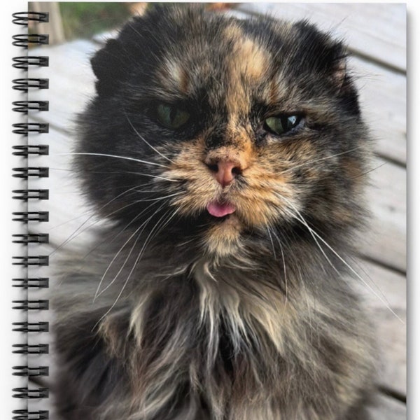 Peaceful Mountain cat sanctuary supportive merchandise, Elfie notebook, Got Churus? Christmas gift, love of cats, donation, support cats