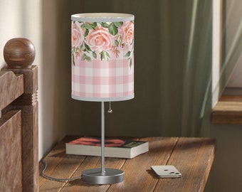 Coquette home decor rose side table lamp, multiple color, beautiful accent light, cozy cottage decor, charming rose design, warm atmosphere