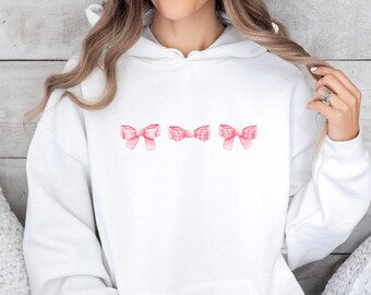Trendy Pink Ribbon Hoodie - Coquette Style Sweatshirt for Trend-Setters, cute pink ribbon design, simple yet very stylish and in vogue